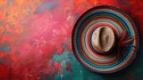 Traditional Woven Sombrero Cinco de Mayo Festive Background