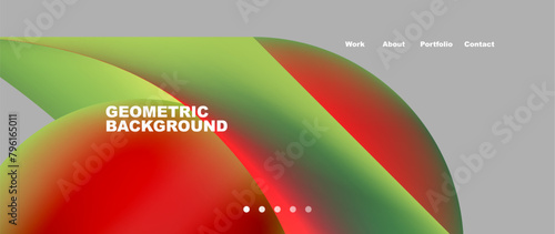 A terrestrial plant with magenta petals surrounded by red and green circles on a gray background. The geometric design resembles a landscape captured in macro photography