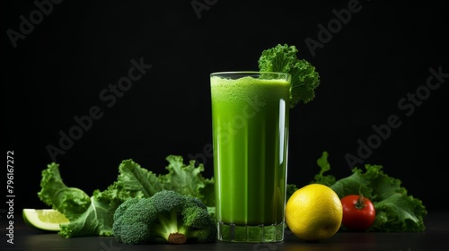 Organic kale smoothie, vibrant green, health and wellness concept,