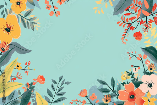 Simple floral vectors on a solid color background central white space for messages