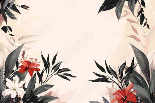 Sleek floral border minimalist contemporary art style clean and refined