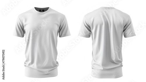 White T-shirts front and back ,Isolated t-shirt with shadow Mockup ,Front and back side blank jersey on white background 