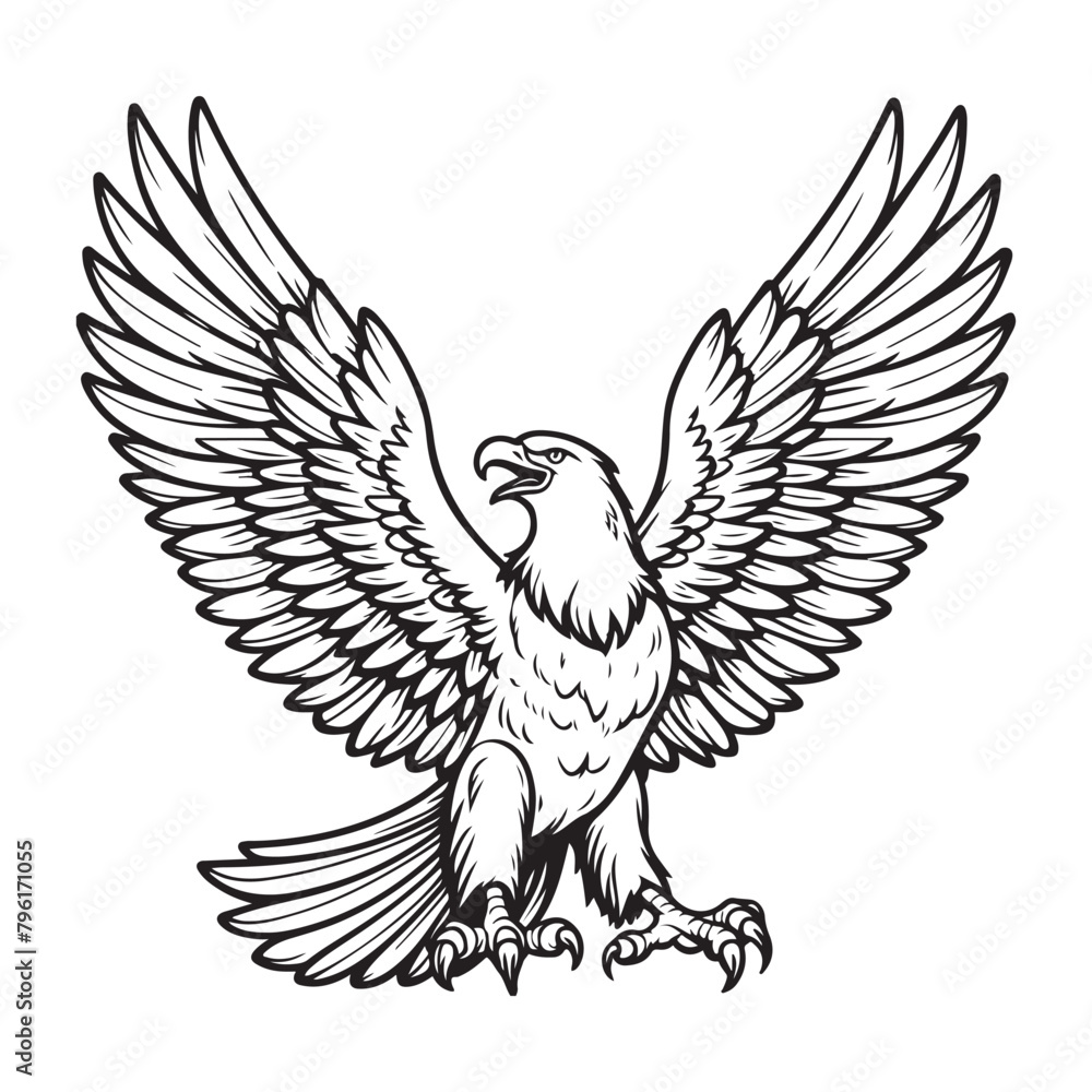 Line art of eagle spreading wings vector Line art of eagle spreading wings vector