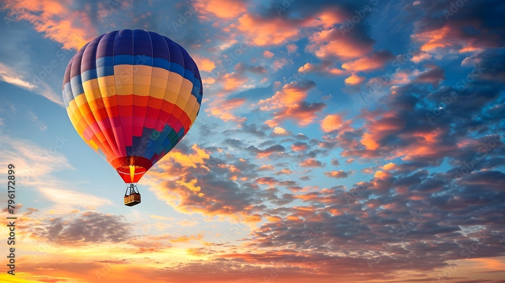 Captivating Hot Air Balloon Drifts Peacefully Across Serene Sunrise Sky