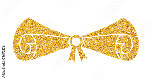 Diploma silhouette flat icon. Rolled paper, scroll. Education document.