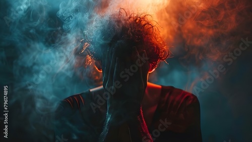 Experiencing Symptoms of Paranoid Schizophrenia: Delusions, Paranoia, Hallucinations, and Hearing Voices. Concept Mental Health, Paranoid Schizophrenia, Symptoms, Delusions, Hallucinations photo
