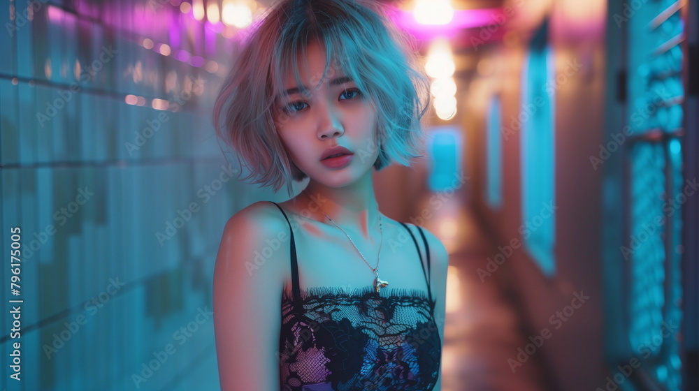 Naklejka premium 若いファッションモデルの女性 金髪