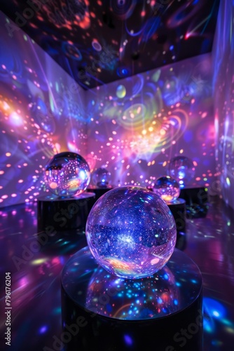 Witness the dance of celestial bodies in a planetarium garden, each flower a glowing nebula, Generative AI