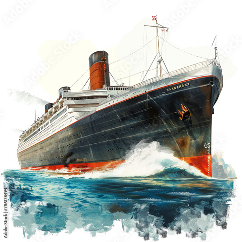 SS Andrea Doria on white background realistic photo
