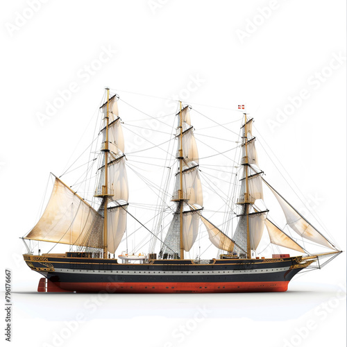 SS Great Britain on white background realistic