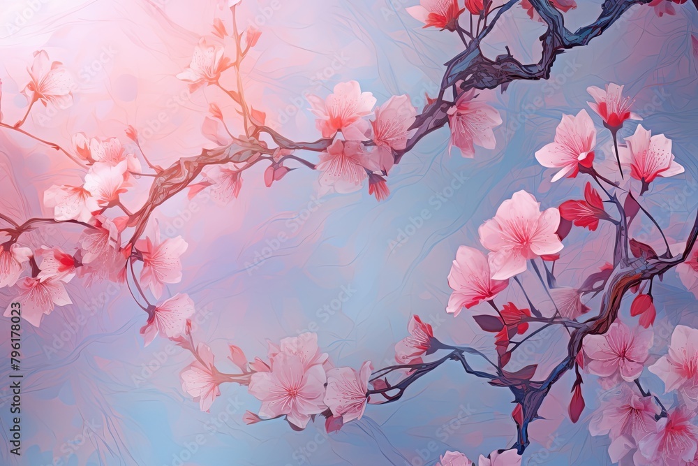 Blossoming Cherry Gradient Colors: Delicate Floral Textures Exploding With Beauty