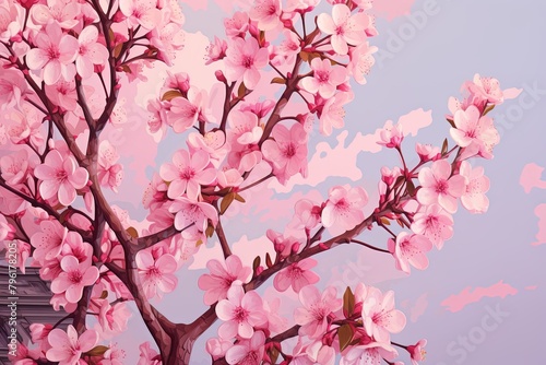 Blossoming Cherry Gradient Colors: Floral Park Scenes Spectacular