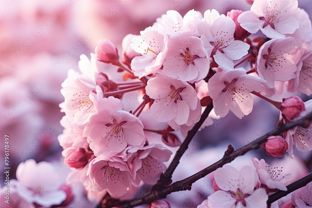 Obraz premium Blossoming Cherry Gradient Colors Spring Radiance