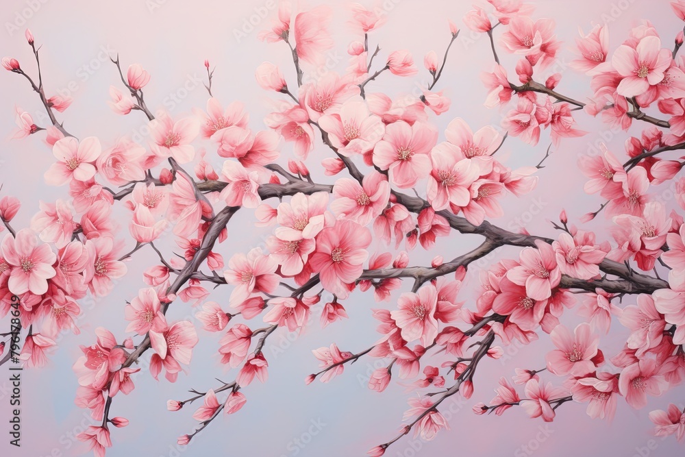 Blossoming Cherry Tree Gradients: Delicate Hues of Cherry Blossom Majesty Blossoming Cherry Tree Gradients: Delicate Hues of Cherry Blossom Majesty