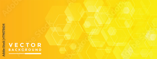 Background Yellow hexagon pattern look like honeycomb vector illustration lighting effect graphic for text and message board design infographic