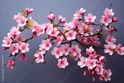 Blossoming Cherry Tree Gradients: Delicate Petal Array Splendor