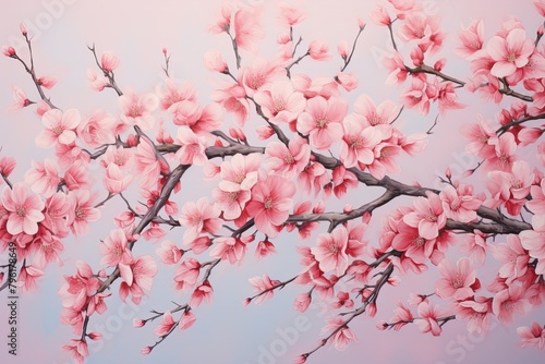 Blossoming Cherry Tree Gradients: Delicate Hues of Cherry Blossom Majesty