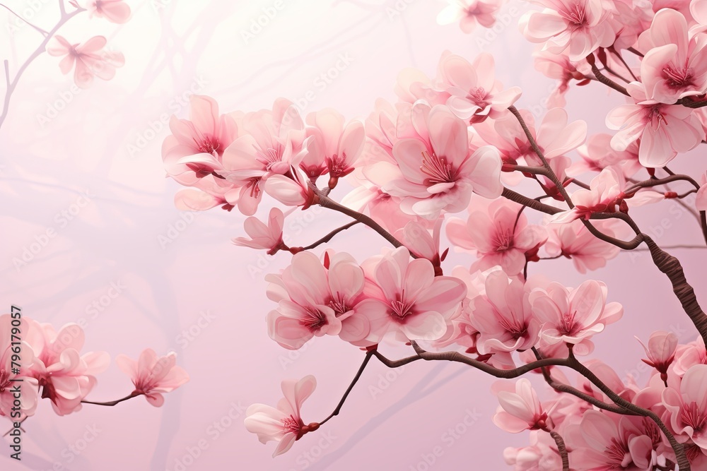 Blossoming Cherry Tree Gradients: Soft Petal Shades Delicately Unveiled