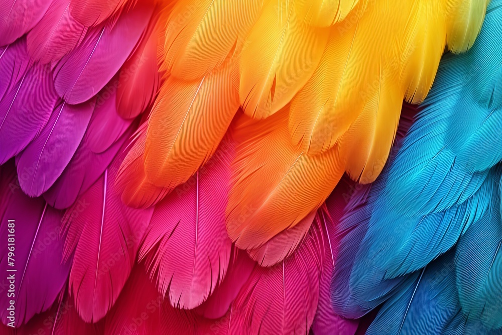 Obraz premium Exotic Bird Feather Gradients: Vibrant Plumage Delight