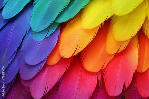 Exotic Bird Feather Gradients: Vibrant Parrot Plumage Showcase © Michael