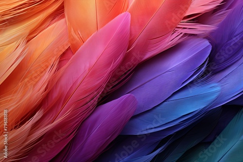 Exotic Bird Feather Gradients: A Harmonious Burst of Feathered Colors © Michael