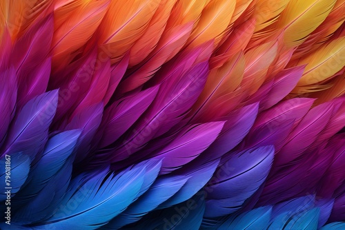 Exotic Bird Feather Gradients: Flamboyant Waves of Feathers
