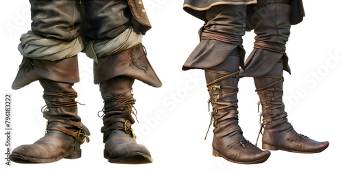 pirate leather boots isolated on transparent png background photo