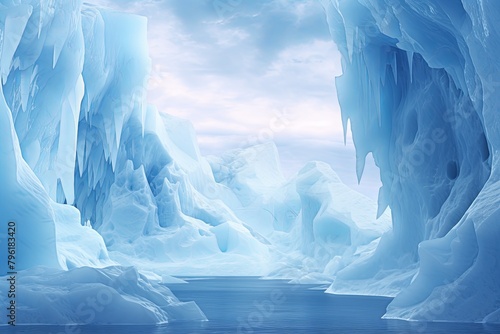 Glacial Gradients: Icy Blues Warming - A Mesmerizing Study of Ice Melting