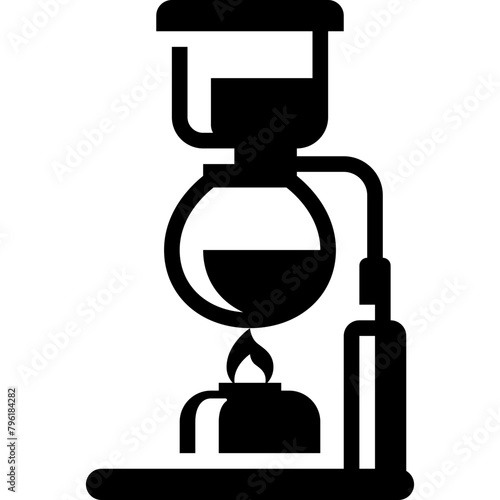 vacuum coffee maker or siphon coffeemaker and lantern solid icon