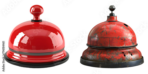 new and old red hotel bell isolated on transparent png background photo