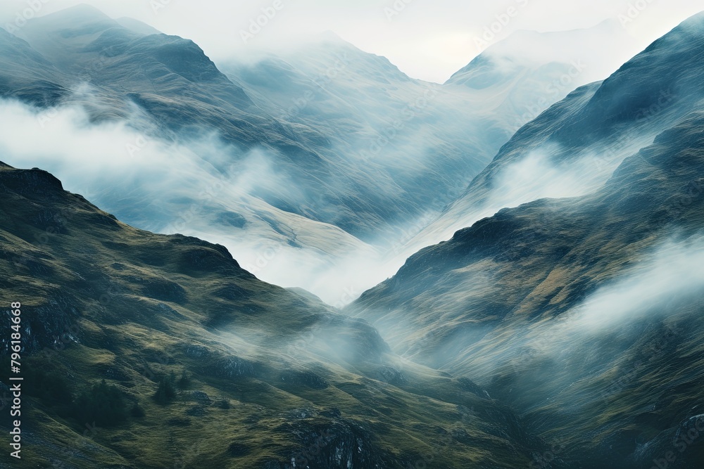 Misty Highland Gradient Moods: Rugged Terrain Color Blend