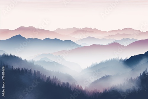 Misty Highland Gradient Moods: Serene Highland Color Waves