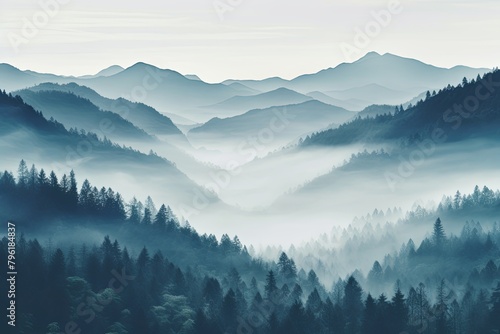 Mysterious Fog Gradient Overlays: Ethereal Layers of Mountain Mist