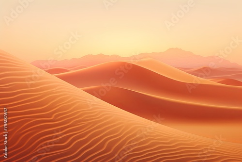 Golden Sunset Dunes: Sahara Sand Dune Gradients