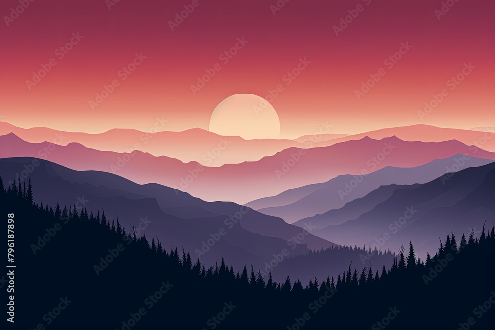 Smokey Mountain Gradient Scape: A Gentle Mountain Range Backdrop