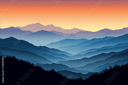 Smoky Mountain Gradients  Dusky Hill Views in Twilight