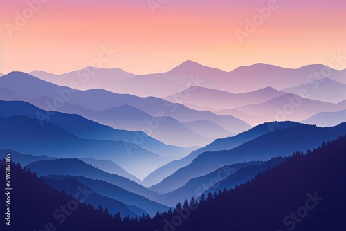 Smokey Mountain Gradient Art: Gentle Hill Hues