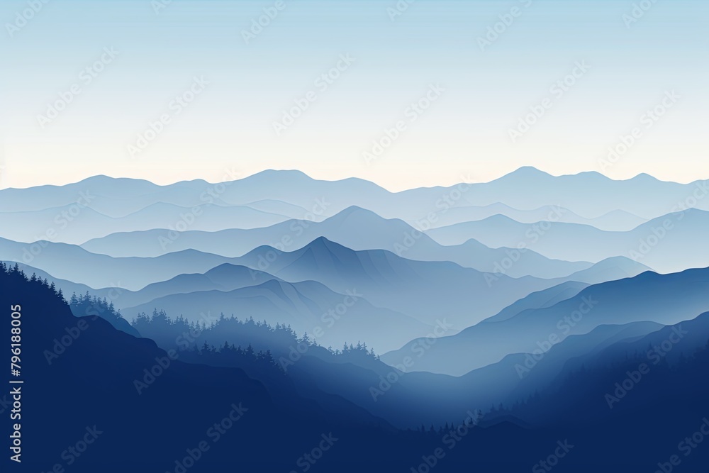 Smokey Mountain Range Mist: Mystical Gradient Wallpaper