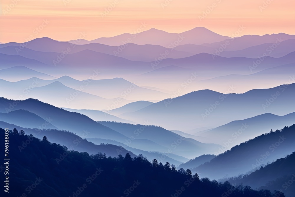 Gradients of Smokey Mountain Ranges: Muted Hill Color Transitions
