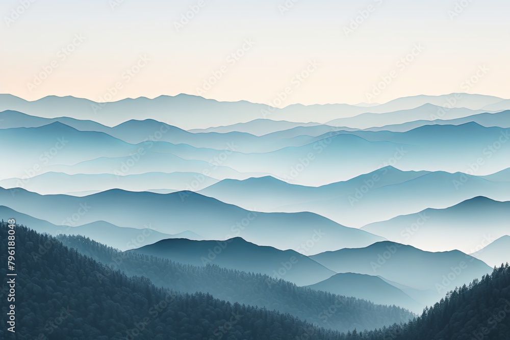 Smokey Mountain Gradient Serenity: Misty Range Wallpaper