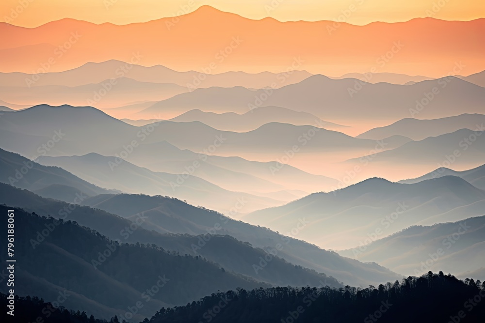 Smokey Mountain Gradients: Muted Colors Transitioning peacefully