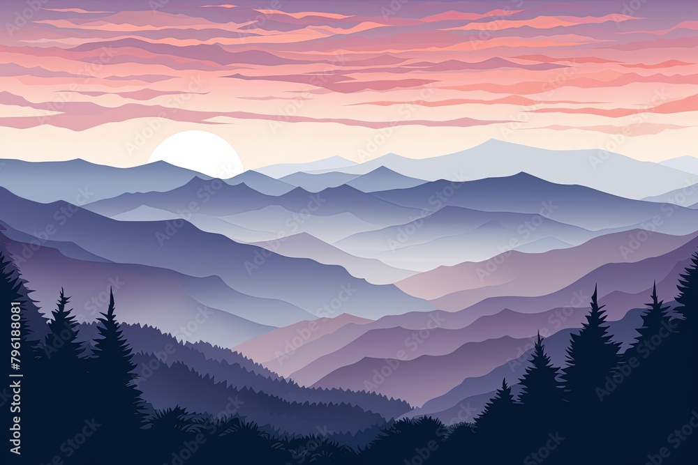 Smokey Mountain Tranquility: A Gradients Art Journey