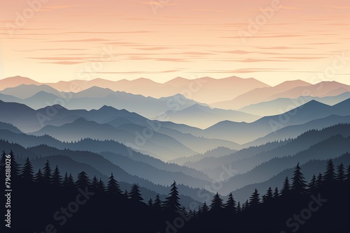 Misty Mountain Peak Gradients: Smokey Range Views