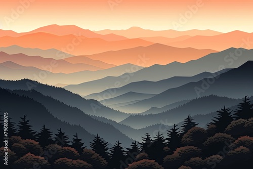 Smokey Mountain Range Gradients: Tranquil Muted Hill Color Transitions