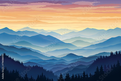 Smokey Mountain Range Gradients  Peaceful Mountain Art Capture