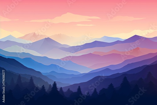 Smokey Mountain Elegance: Soft Gradients and Mountain Patterns © Michael