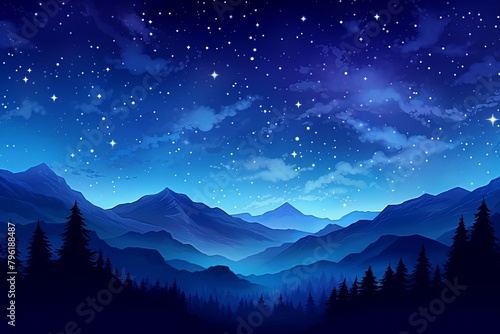 Starry Night Sky Gradients: Celestial Night Canvas Mastery