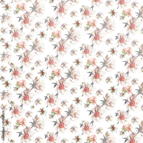 Textile and digital seamless pattern floral design