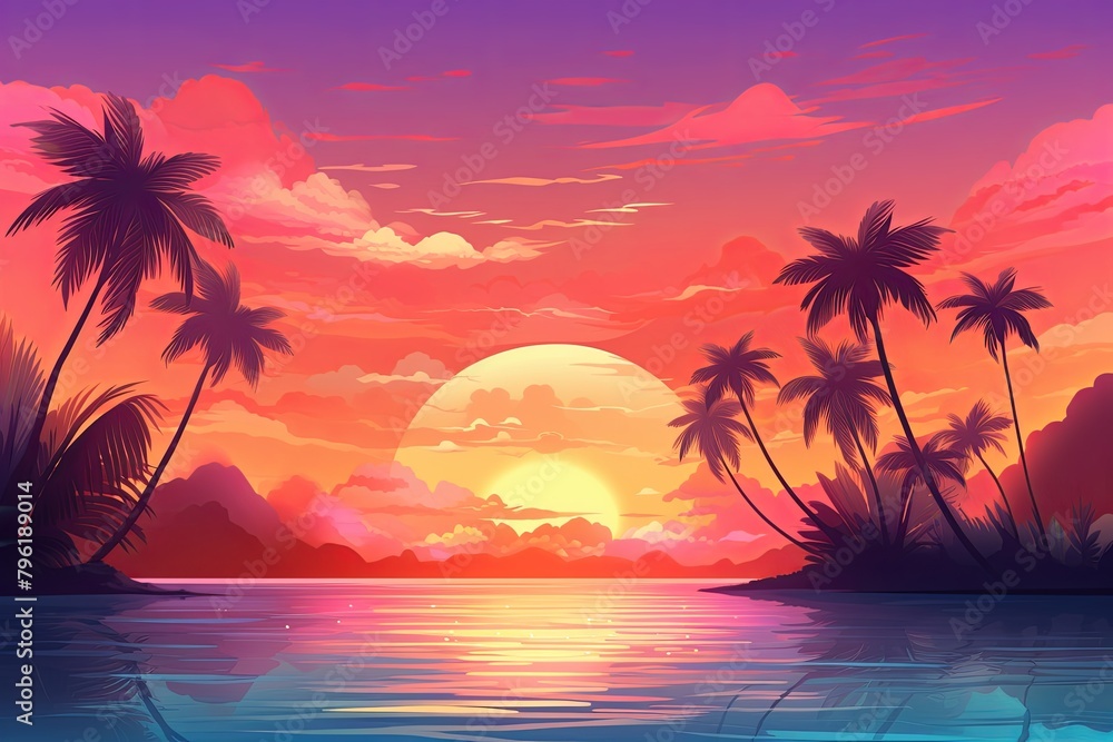 Tropical Sunset Gradient Visions Inspirations: Island Dusk Gradients