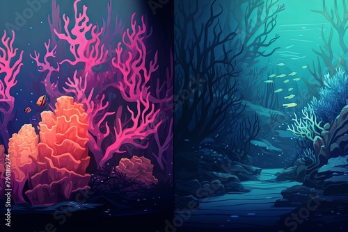 Underwater Reef Coral Gradient Delights: The Deep Sea Exploration Palette